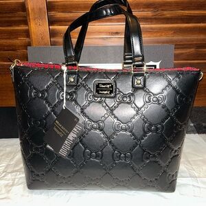 NWT Hello Kitty Loungefly All Over Embossed Bows Shopper/Tote Bag